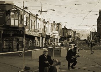 St Kilda Junction looking south with the signal box in the upper left, December 1968. Photograph courtesy James Renfrey